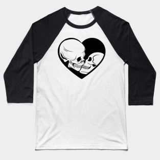 Skull Lovers Heart Baseball T-Shirt